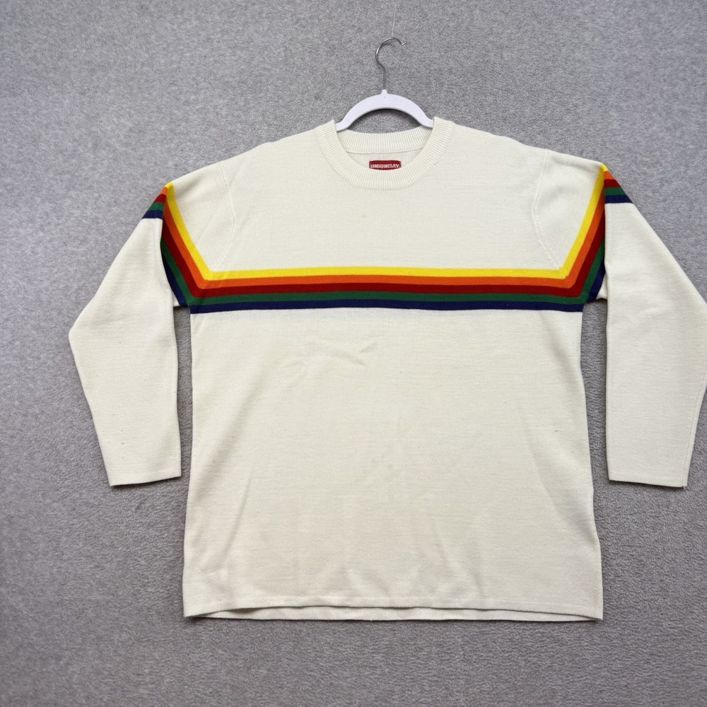 Vintage Sweater Unionbay Skate y2k Chest Stripe Rainbow LGBT Pride Medium Light